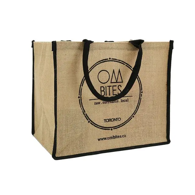 sale oem quality eco-friendly square bottom jute shopping bag