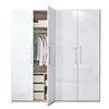 Custom Modern Simple High Gloss Closet Wardrobes White Lacquer Wooden Wardrobe