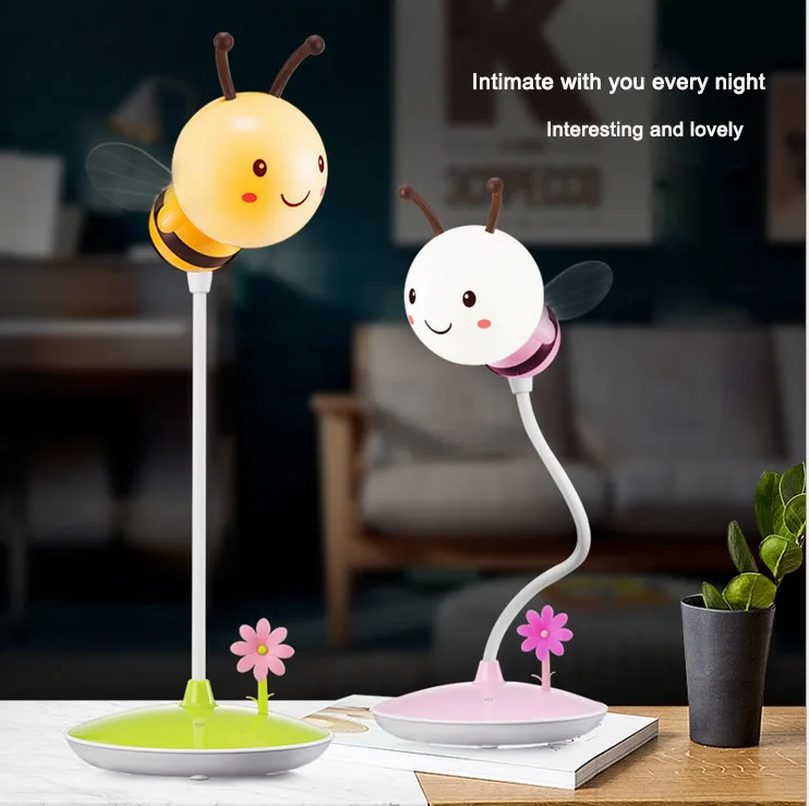 Лидер продаж рисунком пчелы лампа USB зарядка сенсорный затемнения Детские ночники небольшой светодиодный свет лампы