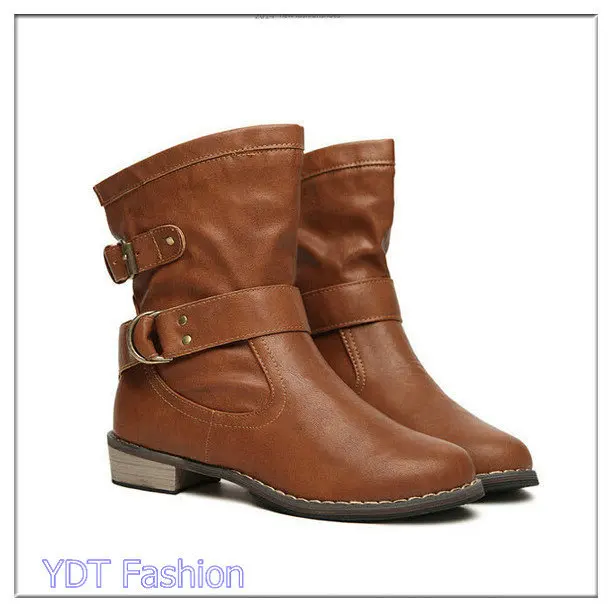 2015 Fashion Women Boots Warm Autumn Mid-Calf Boots With Buckle Casual Korea Style Platform Boots Free Shipping B62