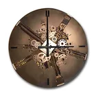 Circular Retro 3D Hollow decoration Gear metal art material Wall Clock