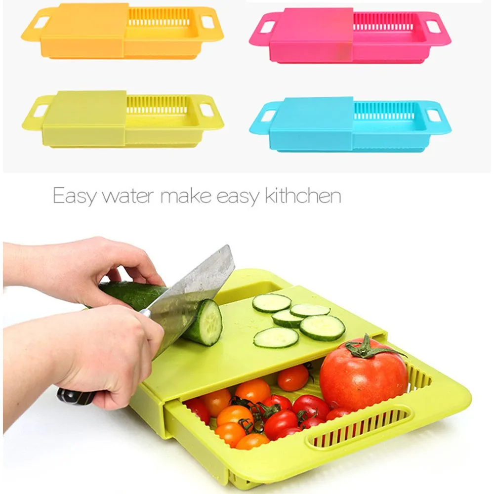 Cutting Kitchen Board With Chopping Block Draining Board Dishes To Wash Cut With The Drain Basket Creative 2 in 1 Drawer KC1110