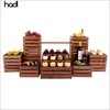 Saudi Arabic catering material wooden combined food stand and risers ,modern dessert buffet display racks for sale