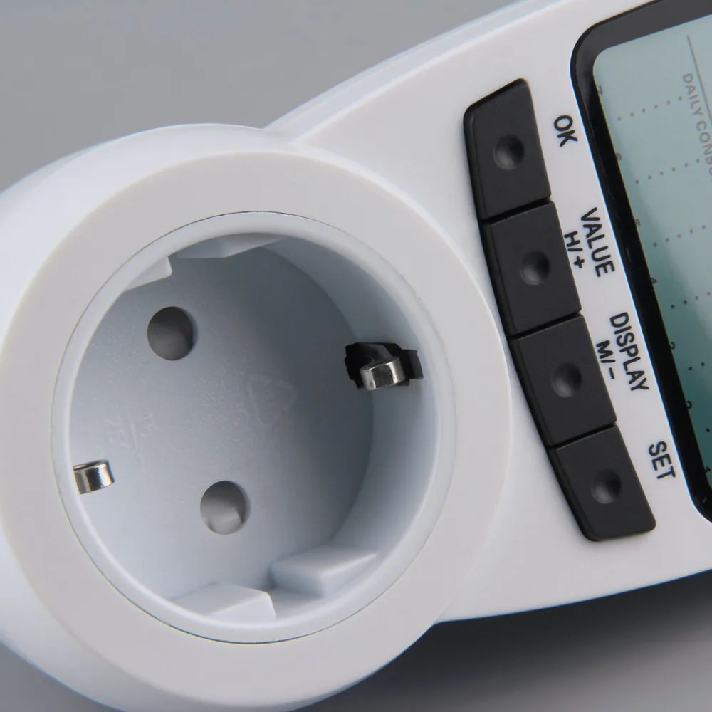 TS-1500 Electronic Energy Meter LCD Energy Monitor Plug-in Electricity Meter for EU Plug Monitor