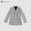 Ladies Office Wear Lady Suit Checked Double Breasted Blazer Women