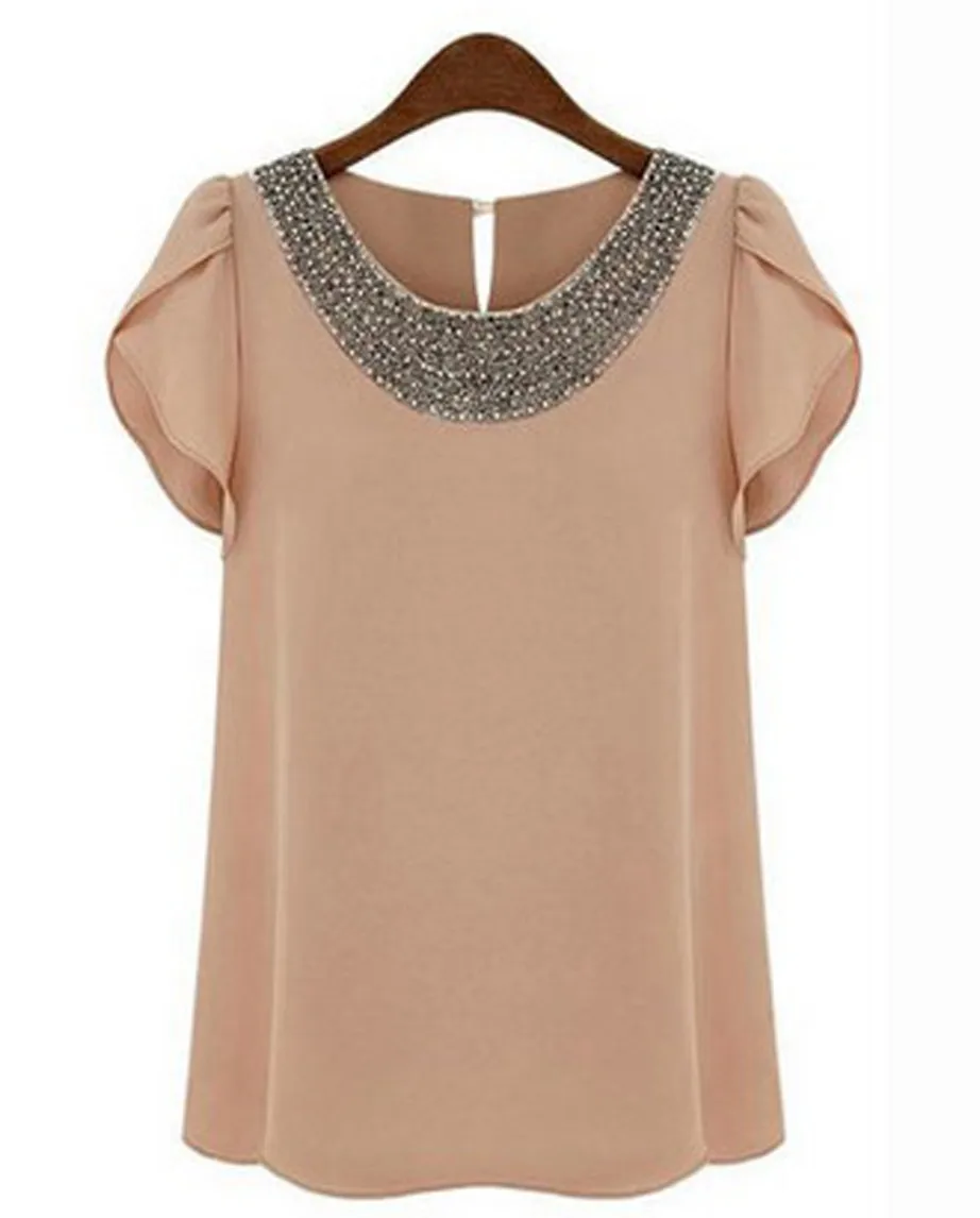 Summer fashion New clothes china 2015 women tops Loose chiffon blouse casual O-neck,Pullover summer style shirts plus size