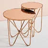 China furniture factoryliving room rose gold plating finish colored mirror glass side coffee table for home decor