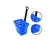 Supermarket Store Grocery Plastic Wheeled Shopping Basket with Two Wheels