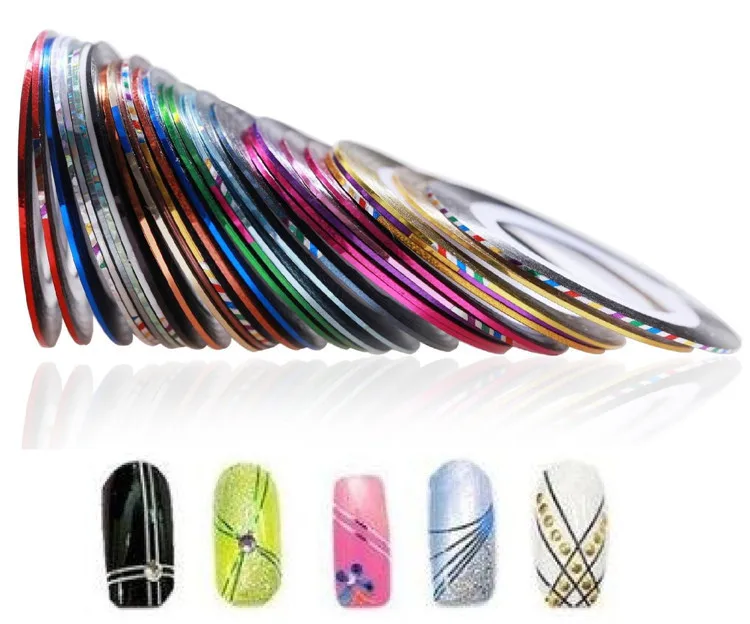 10pcs/lot Color Beauty Rolls Striping Decals Foil Tips Tape Line DIY Design Nail Art Stickers Tools Decorations