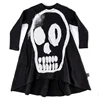 2019 New Kids Autumn Clothes Loose Black Cotton Gothic Punk Skull Long Sleeve T Shirt Dress