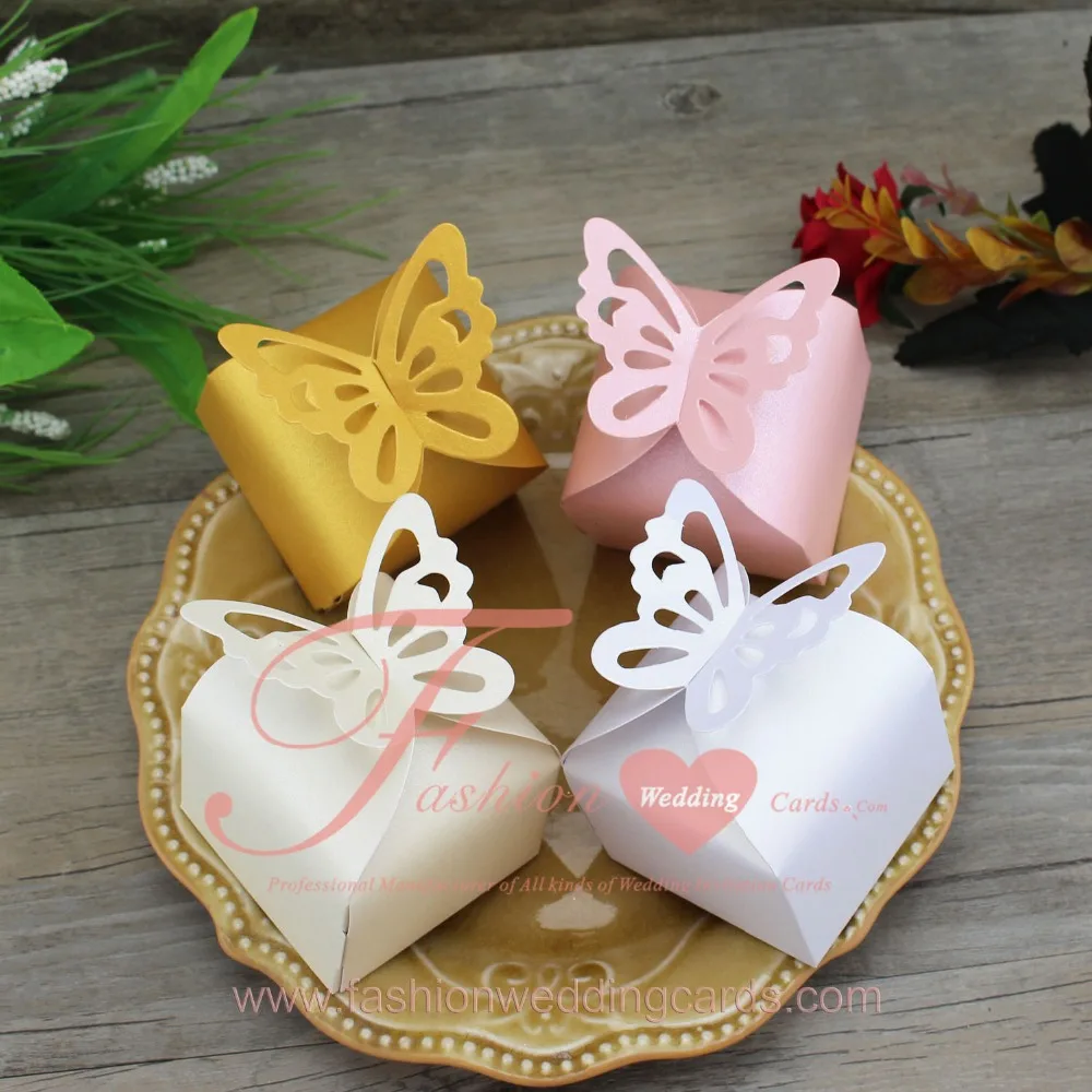2017 romantic unique butterfly laser cut wedding candy box