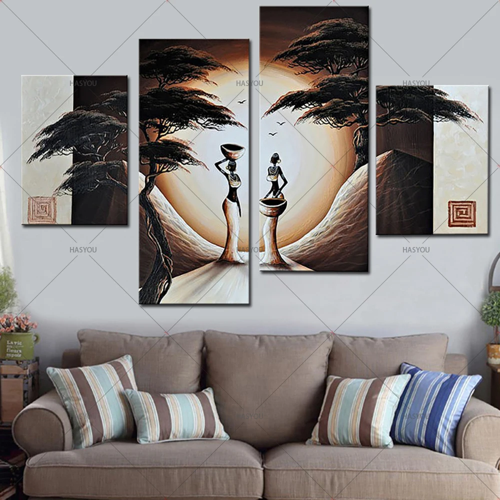 Abstract-Landscape-Oil-Painting-African-Women-Paintings-4-Panel-Canvas-Art-Hand-Painted-Modern-Canvas-Painting (4)