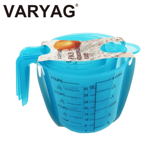 VARYAG FDA 3pcs PP milliliter ounce 1000 ml 32 oz liquid water drinking plastic utensils kitchen set measuring cups