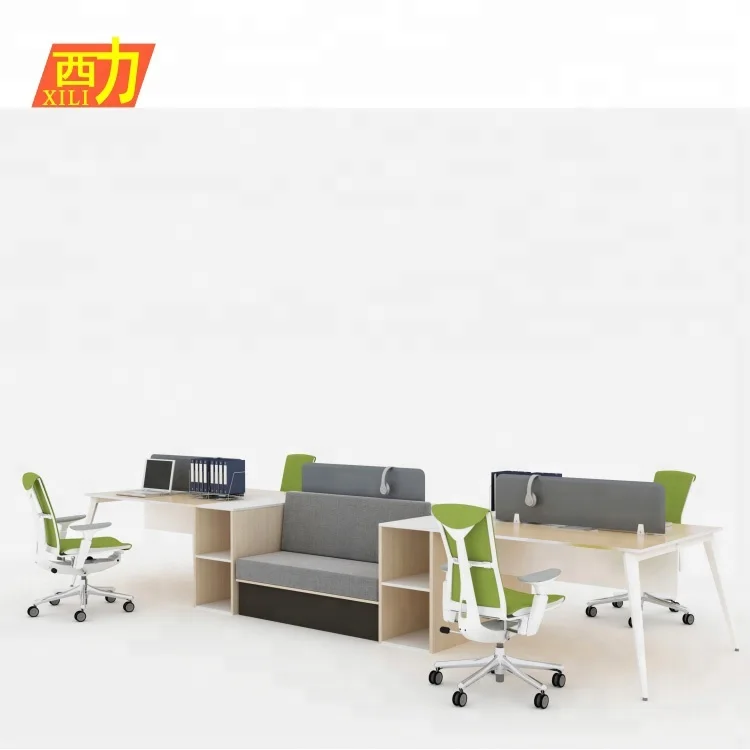 Space Saving Office Furniture 5 Seat Cubicle Wooden Office