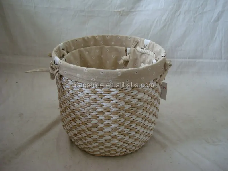 new design grass & paper basket with handle and lining for