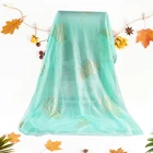 Free Sample Custom Hot Stamping Leaf Long Scarf Shawl