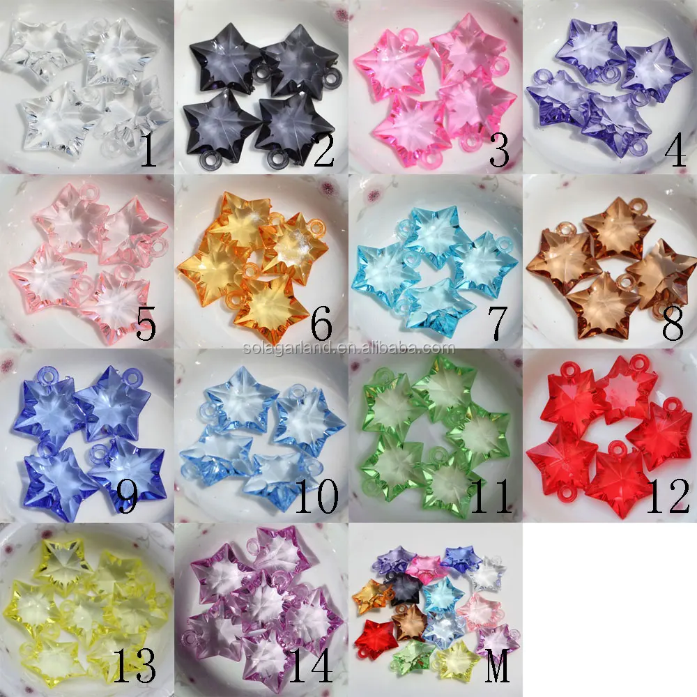 new 11*19mm mixed color inside transparent acrylic rainbow star
