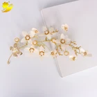 Light gold-plated white beaded jewelry bridal hair bands wedding hair accessory