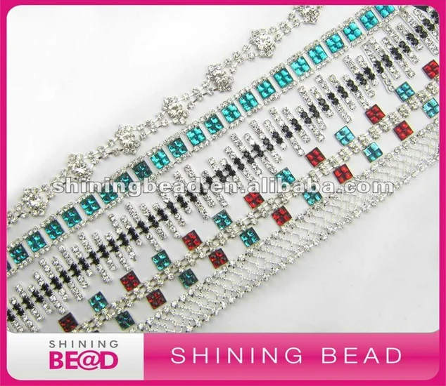 High Quality Sew On Golden Cheap Rhinestone Trimming Diamante Trim For Dresses