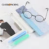 Custom universal jacquard soft eyeglasses pouch pen pencil holder pouch cute zipper glasses bag