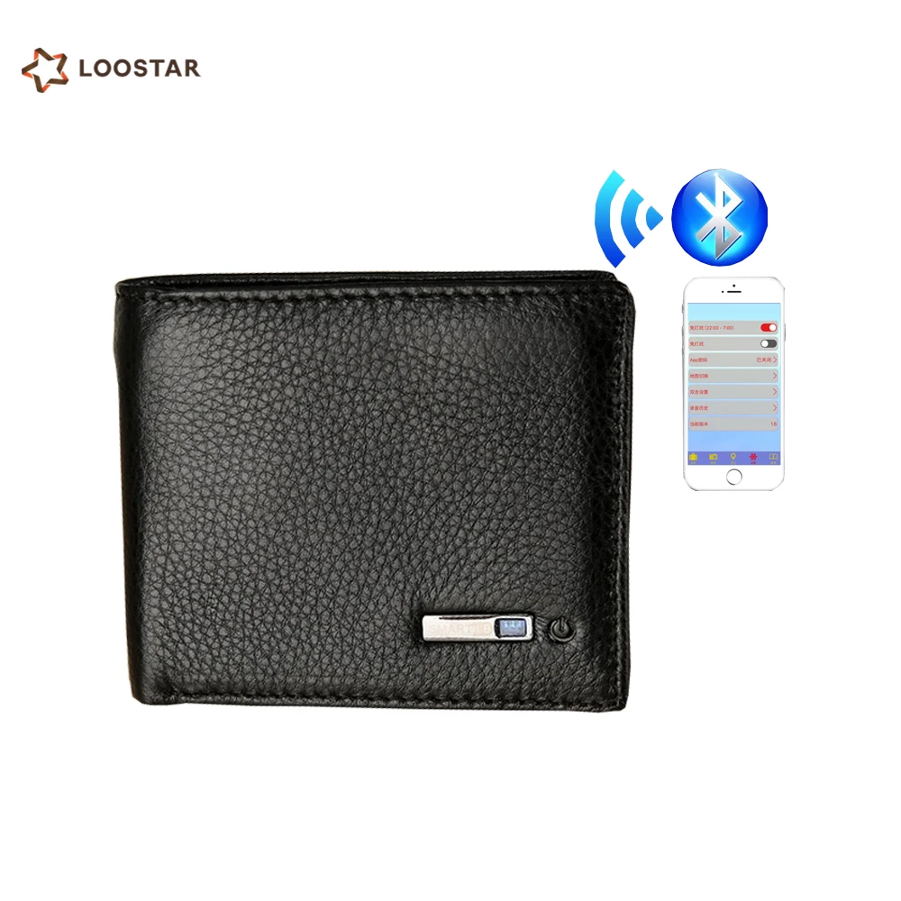 Leather Bluetooth Smart Wallet Anti Alarm Theft Lost Finder GPS Locator Tracker