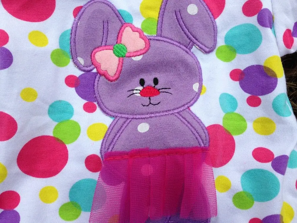 2015 new baby girls kids color dots bunny Easter dress with necklace and headband set