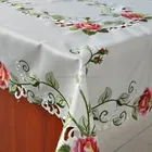 polyester embroidered table cloth with cutwork