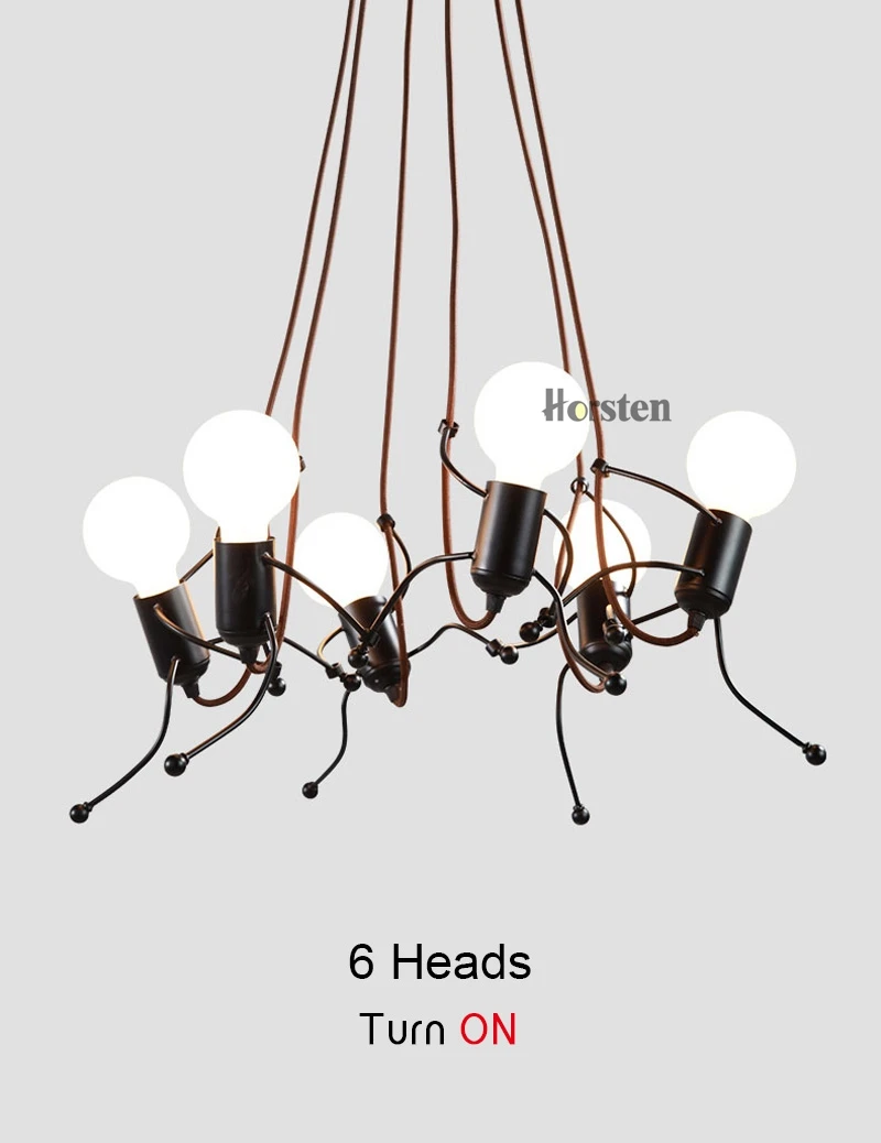 Creative Modern LED Pendant Lamp Black Small Iron Man Pendant Lights For Living Room Children Room Decoration Hanging Lamp (10)
