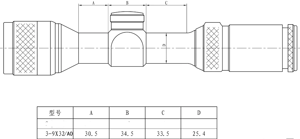 specification drawing of the 3-9x32AO riflescope.png