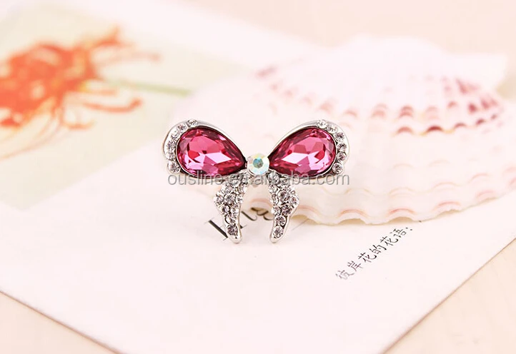charm bowknot brooch pin,rhinestone crystal brooches,fashion bow