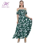 Customized Design Women Clothes Sexy Leaves Printing Maxi Dress