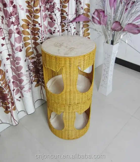 customized natural rattan wicker pet basket with cushion hot dog