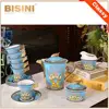 Ceramic Tea Set With Cup And Saucers In Sea Snail Pattern Blue Colo / Bone China Tea Set With Teapot Porcelain 15 pcs Tea Set