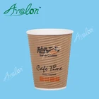 Manufacturer Logo printed Ripple wall disposable coffee pappbecher paper cups with ps lid