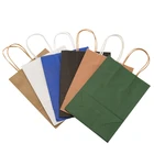 custom logo brown kraft shopping bag reusable plain paper bag with handles