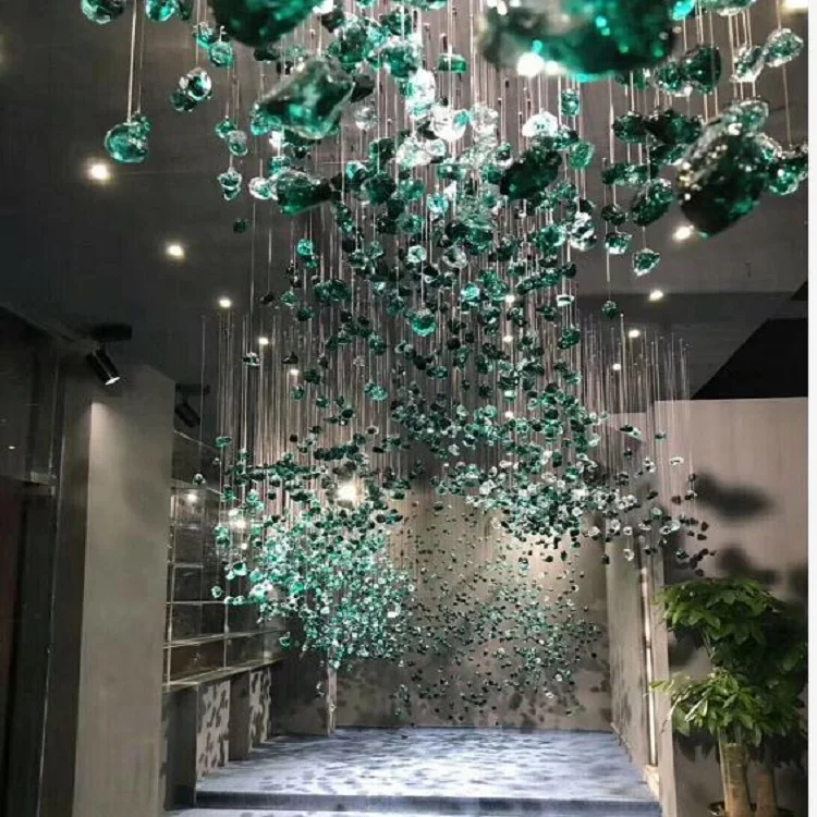 Customized Glass Special-shaped Lamp Gem Chandelier Hotel Project Lighting