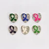 Heart Shape European Big Hole Charm Elegant Breast Cancer Ribbon Beads