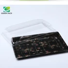 Plastic Japanese tray to go sushi disposable food container with lip