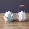 580ml 20oz custom glazed teapot japanese style polygonal tea set wooden handle home garden restaurant retro ceramic tea pot