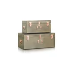 vintage style antique metal storage trunk with rose gold handles