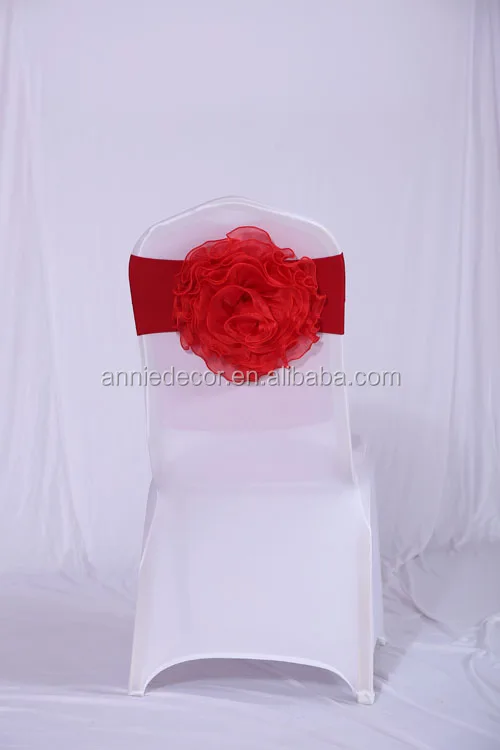 Wholesale blush organza flower wedding chair sash spandex chair band wedding decoration