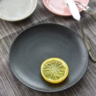 Durable Tradition round shallow matt black ceramic Steak dinner plates for Restaurant