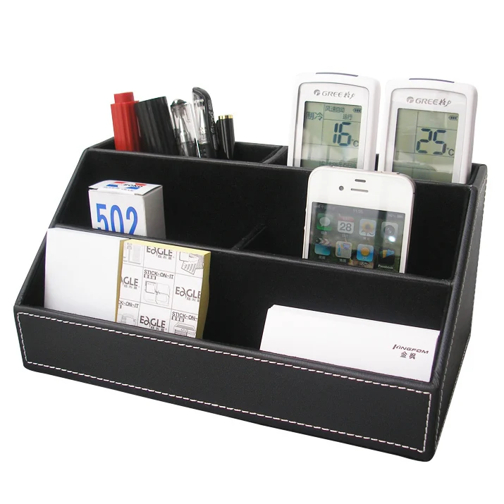 Home office leather desk stationery jewelry makeup sundries miscellaneous items holder container box organizer black A026