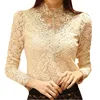 Spring Autumn Fashion Women Lace Crochet Tops Long Sleeve Blouses And Shirts Casual Female Plus Size Blouse