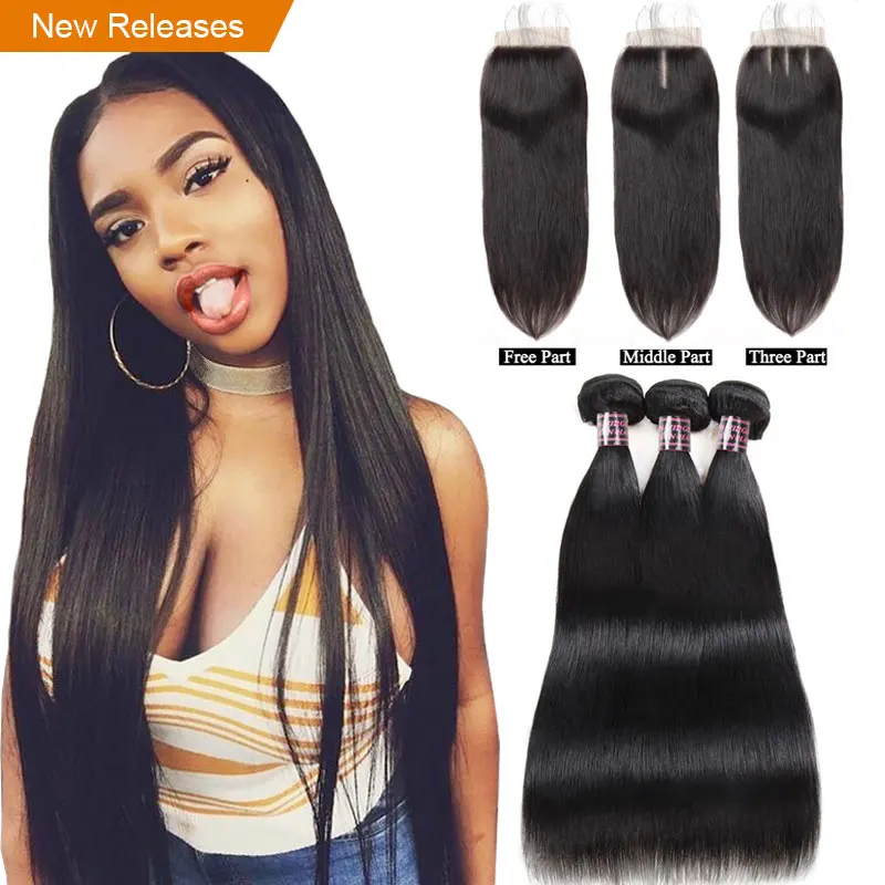 Cheap Kbl 3 Bundles Real Long Brazilian Hair 28 Inch With Closures