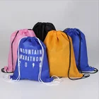 custom logo print sport non woven drawstring bag backpack,210D polyester material drawstring shoe gift promotional bag