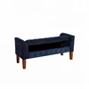 Bench Settee with Hinged Lid Deep Navy velvet storage ottoman