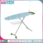 New type Folding Mesh top vacuum steel tube stand Ironing Board with wheels and clothes rack