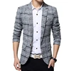 Men's Tweed Plaid Blazer Jacket Casual Business Sport Coat Long Sleeve One Button Slim Fit Suits Single-Breast Outwear