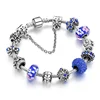 New arrival royal blue elegant bracelet as gift, high quality copper chain with zinc alloy and glaze beads velvet bag packing